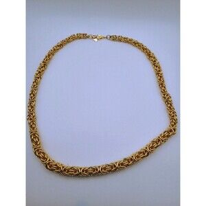 Retro Gold Plated Byzantine Style Heavy Chunky Layering Chain link Necklace